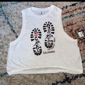 FP Movement by Free People Graphic White Muscle Tee